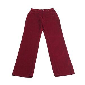 Vintage Mr Lee Jeans Womens 14 Red Corduroy High Rise Straight Leg Cords 70s 80s
